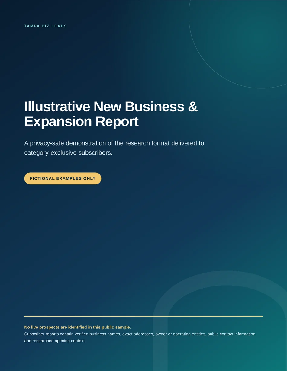 Cover of a fictional illustrative new business and expansion report